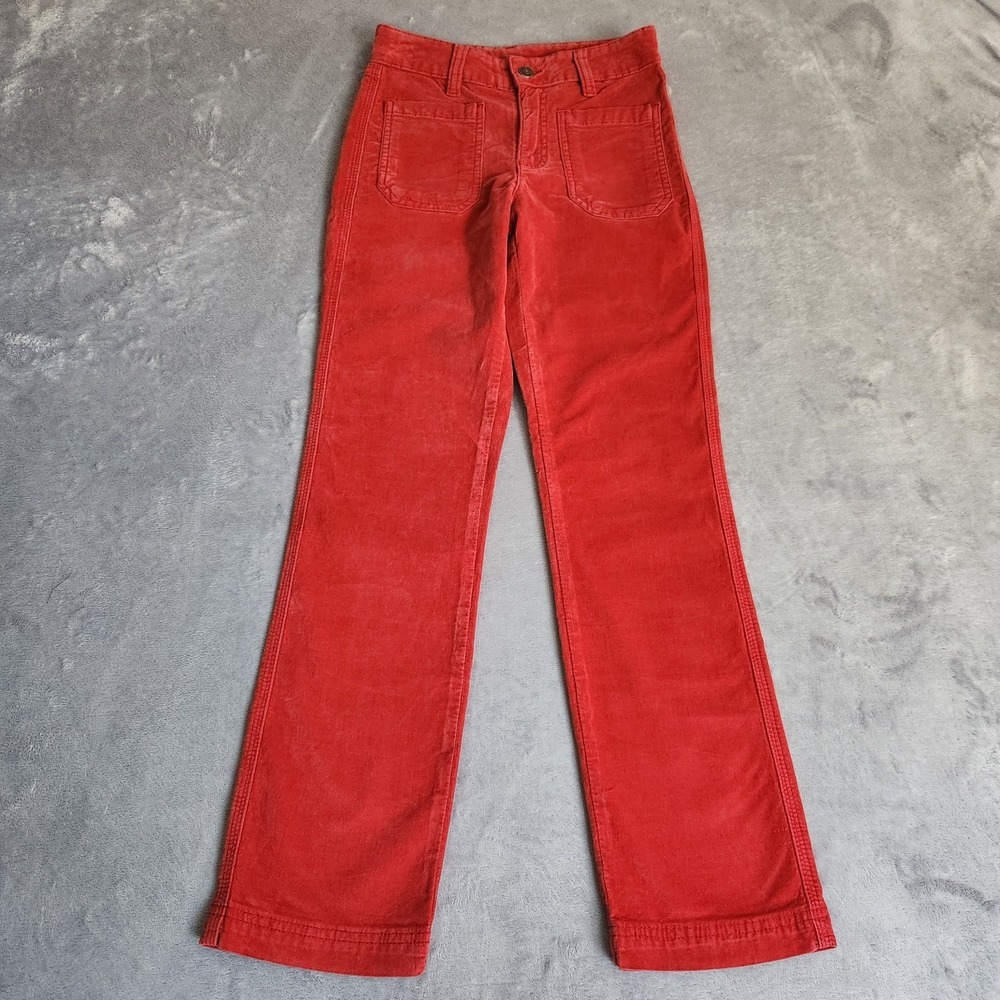 New Free People Red Pants Women's Size 0 Patch Pocket Cotton Blend Bootcut Flare
